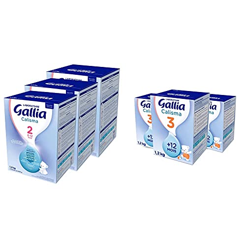 Laboratoire Gallia Calisma 2, Lait en poudre pour bébé, 6 à 12 Mois, 1,2kg (Pack 3x1,2kg) & Calisma 3 Lait en Poudre pour Bébé Dès 12 Mois, lot de 3 X 1,2Kg Cover