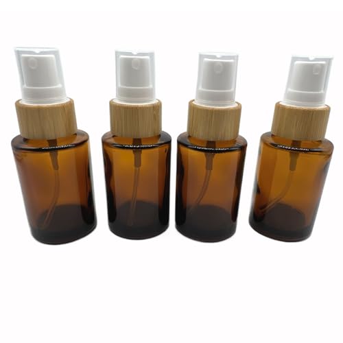 Empty Cosmetic Glass Spray Bottles 1oz/30ml 4 PACK with Fine Mist Dispenser for Liquid Perfume Toiletries Containers,Toner Containers(Brown Clear)