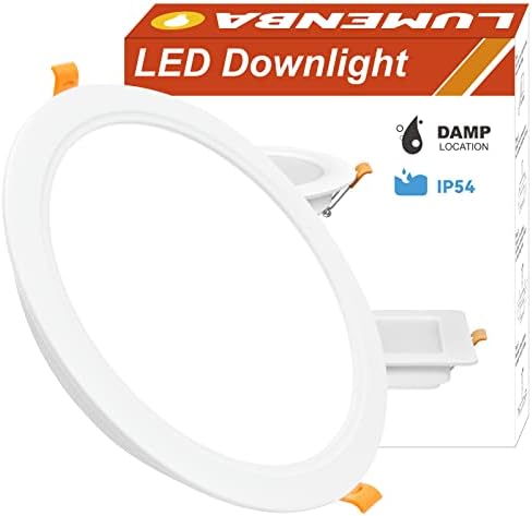 LUMENBAO 24W LED Ceiling Recessed Panel Light, 8 Inch Large Round Downlight 2400Lm, 3X CCT Selectable Ultra Slim Panel Downlight, IP54 Waterproof Bathroom Offic Ceiling Lamp, Not Dimmable, 1 Pack