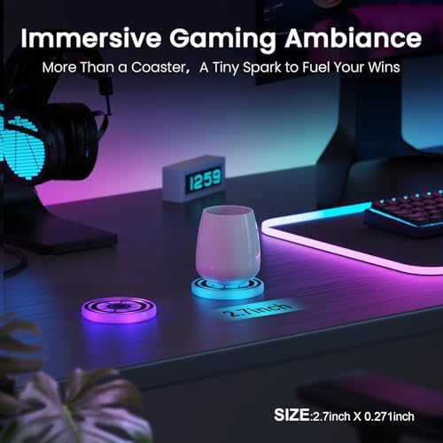 Image of LED Car Cup Holder Lights,7-Color Changing Cup Pad with Vibration Sensor, Rechargeable Car Cup Coasters, Cool Glowing Vehicle Interior Decor Accessories & Gifts for Car Lovers-2PCS