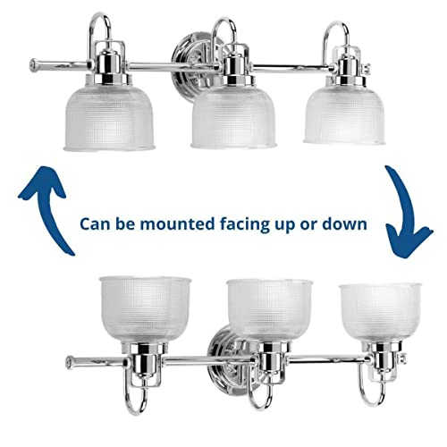 Archie Collection 3-Light Clear Double Prismatic Glass Coastal Bath Vanity Light Polished Chrome #TOP7