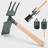 MASTIFF GEARS Folding Shovel - 3-in-1 Multitool (Shovel, Hoe, Cultivator/Fork) | Hoe with Double Sharpened Edges | Military-Grade, 0.61kg Senior-Friendly for Gardening, Fishing, and Outdoor Use