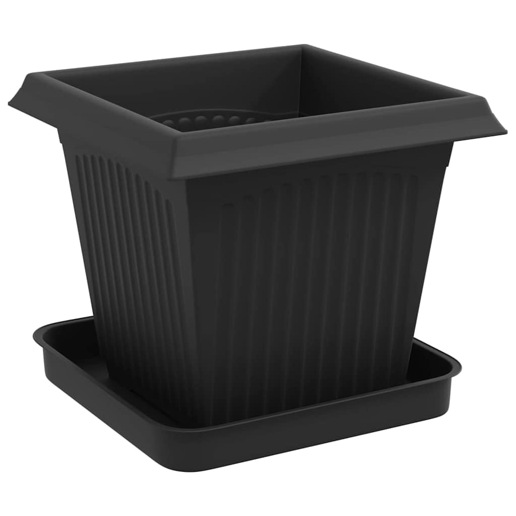 24 Vasi per Piante Quadrati Plastica Neri Fioriere 16x16x14 cm | Set di fioriere leggere con fori di drenaggio e bordo arrotolato, ideali per decorare balcone, terrazzo e casa.