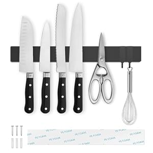 Tysonir 10 Inch Stainless Steel Magnetic Knife Holder for Wall,Strong and Secure Magnetic Knife Rack for Metal Kitchen Utensils, Wall or Fridge Holder Tool Holder,Black