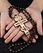 COTTVOTT Wood Rosary Beads Cross Necklace Men Prayer Eastern Orthodox Crucifix Jesus Pendant Necklace