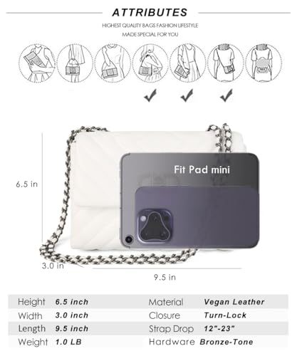 Image of Designer Quilted Purse, Convertible Crossbody Shoulder Bags Women | Vegan Leather, 2.5L Capacity, Fits iPad mini /Kindle /Long wallet, Versatile for Casual /Dressy Outfit /Office /Everyday Use
