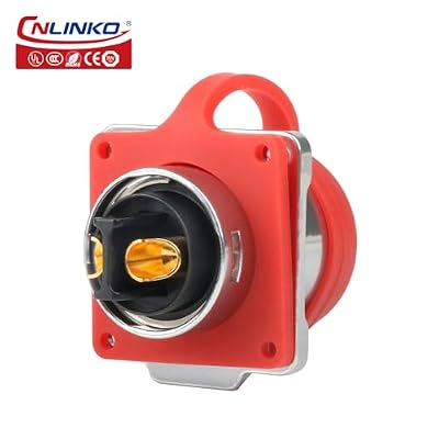 CNLINKO LP-24 2 Pin Waterproof Connector 35A 300V AC Quick Plug Circular Connector PBT Plastic Shell Fast Release Aviation Connector M24 Flange Socket (2 Pin)