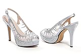 Lady Couture DREAM Mesh Slingback Platform With Stones, Silver, 40