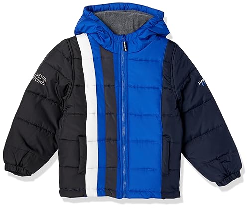 Image of LONDON FOG Boys' Toddler Color Blocked Winter Puffer Jacket with Hat