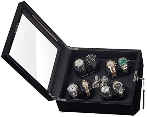 QUSYZD Mechanical Watch Shaker Piano Paint Automatic Watch Winder, Dual Power, 5 Roating Mode, Auto Winding Watch Box, Auto Cover Stop,8+0-Black