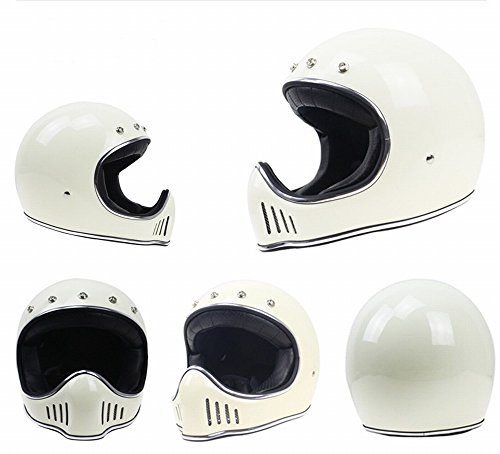Casque intégral moto rétro blanc GZZ taille L pour balade vintage - 2