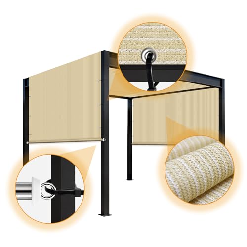 OOTONAT 8'x20' Outdoor Pergola Shade Cover Replacement with Weighted Rods & Grommets, Patio Sun Shade Cloth Canopy UV Block for Gazebo Backyard Deck Porch Balcony, Beige by OOTONAT - Used condition - Image 3