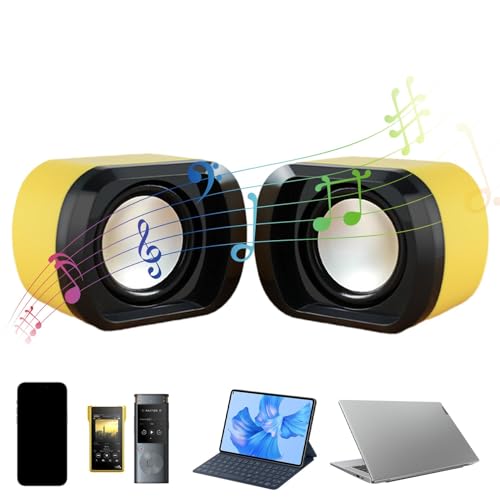 Altoparlanti stereo USB Generico - Nero e giallo, 2 altoparlanti da tavolo, USB, Stereo, Portatile, Bassi potenziati