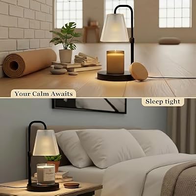 JIMEI Candle Warmer Lamp with Timer Electric Wax Warmer for Scented Wax Melt Warmer Melter for Jar Candles Dimmable Adjustable Height Gifts for Women Mom House Warming Frossted Glass Black