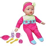 Lissi: 15' Moving Face Baby Doll - Pink-Green-Blue- Floral - Interactive Doll & Feeding Care Accessories, Sucks On Pacifier & Makes Noises, Kids 2+