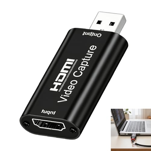 HDMI Video Capture Card, HDMI to USB 2.0 Video Capture Card,1080P Capture Card for Streaming Recording, USB 2.0 Audio Video Grabber Compatible with OBS Windows Mac PS4 PS5 Xbox Switch PC Laptop