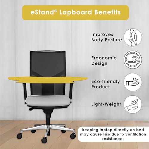 Image of Lap Board for Study | Home | Dining | Office | Laptop | Computer Desk | Reading & Writing | Multi-Purpose | Made in India | (Yellow, SPIDER-LB-30X16-YELLOW)
