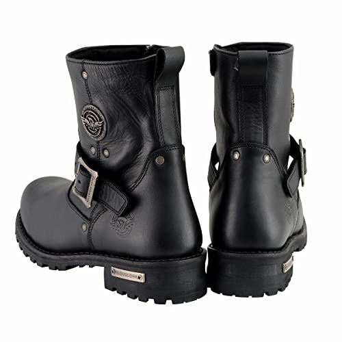 Milwaukee Leather Men's Black Leather Wide Width 6-inch Classic Engineer Motorcycle Boots w/Side Zipper MBM9040W - 10.5W by Milwaukee Leather - Image 8