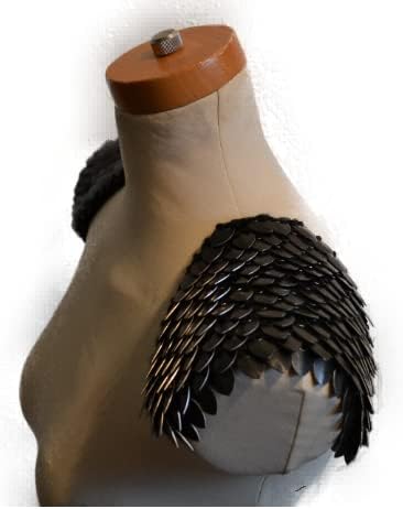 Scale Mail Epaulettes in Knitted Dragonhide Armor - Black Knight