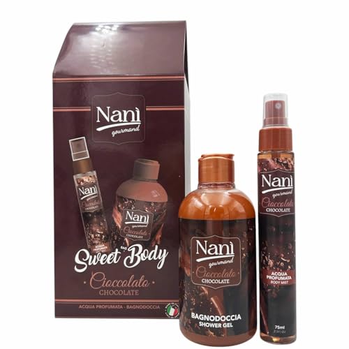 Suarez Nani Gourmand Set Donna Regalo Sweet Body Cioccolato Acqua Corpo Profumata 75 ml e Bagnodoccia 300 ml