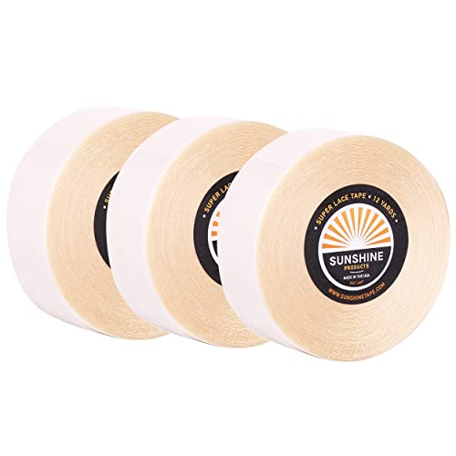 Image of Sunshine Tape | Super Lace Wig Adhesive Tape Roll | Double Sided, Medical Grade | Toupee and Wig Tape (1 inch x 12 YDS, 3 Rolls - Best Value)