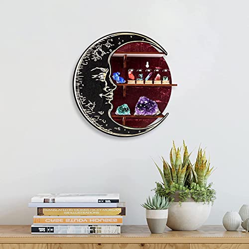 Aishangjia Antique Wall-Mounted Crystal Display Moon Stand, Crystal Display Stand, Wall Decoration Wooden Stand, Bedroom Kitchen Essential Oil Shelf (Purple) #TOP3