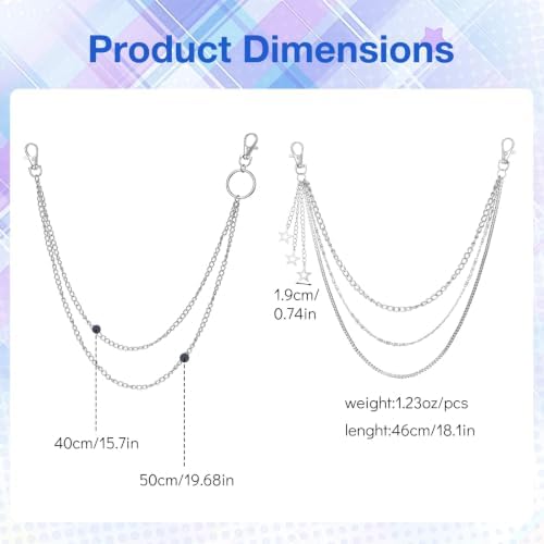 2 PCS Pants Chain and Metal Star 3 Layer Punk Goth Wallet Chain — 사진 3