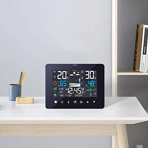 Weather Station Wireless Indoor Outdoor,6In1 Digital Color Displayed Weather Station For Temperature,Humidity,Mold Risk Alarm,Weather Forecast,Indoor Barometer,International Time For Gift #TOP5