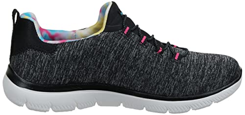 Skechers Skechers Women's Summits - Rainbow Swirl Sneaker, Black/Hot Pink, 8 W