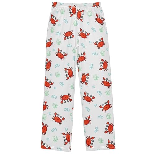 Boy's Pants Red Crab Blue Bubbles Green Algae Jogger Pants Elastic Waist Long Bottoms Trousers with Pockets 6-14Y