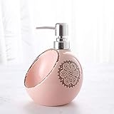 WYZQQ 250ML / 420ML / 580ML Kreativer Seifenspender Mit Doppeltem Verwendungszweck - Mit Schwammhalter, Emulsionsspender, Handseife/Duschgel-Handpressflasche - Keramik - Pink/Blau