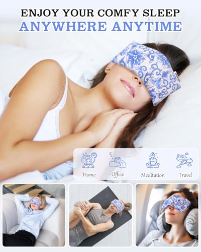 Máscara de lavanda para dormir – Almofada para os olhos pesada aquecida para dor de cabeça, sinusite