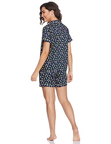 Image of Amazon Brand - Eden & Ivy Women's Cotton Regular Fit Shirt and Shorts Night Suit (Night Wear | Co-ord Set | Lounge Wear Set)