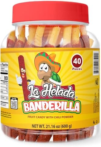 La Helada Banderilla Tamarindo/ Tamarind Straw Candy 40 Count Jar