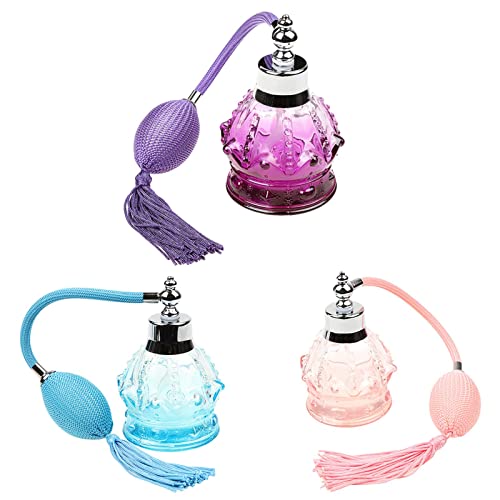 Frascos de perfume vintage recargables para decorar el tocador con atomizador rosa 4