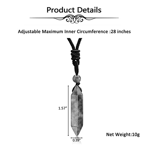 Top Plaza Amethyst Healing Crystal Stone Necklaces For Men Hexagonal Point Pendant Necklaces Natural Quartz Gemstone Braided Rope Necklace Jewelry Christmas Gifts For Dad, Husband, Boyfriend #TOP5