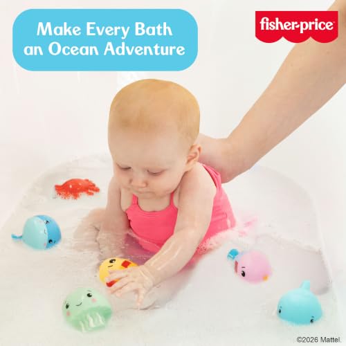 Fisher-Price™ Ocean Pal Floats Bath Toys, 6-Piece Floating Ocean Animal Bath Toy Set for Babies & Toddlers 6M+, No Water Trapping Design - image 2