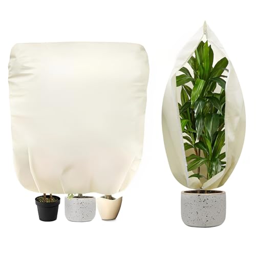 Kiaitre Pflanzen Winterschutz, 2 Stück 180x120cm 80g/㎡ Winterschutz für Kübelpflanzen, Frostschutz Pflanzen schutzbeutel mit Reißverschluss & Kordelzug, Reißfest Vlies Schutzhülle für Topfpflanzen