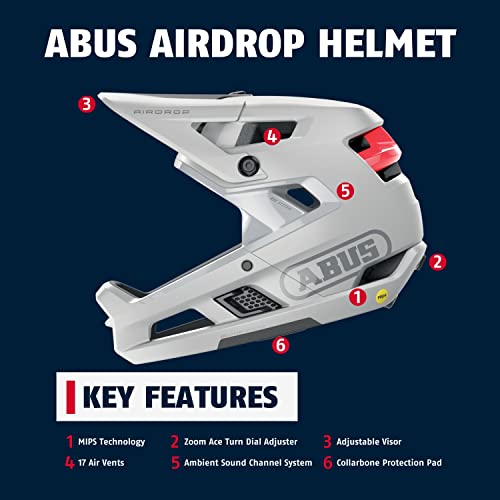Abus Airdrop Mips Adult Mountain Bike Helmet, Polar White, Size S/M (52-58 Cm) #TOP1