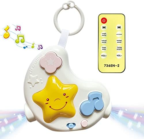 White Noise Machine Baby Soother with Toy Remote,108 Lullaby Baby Sound Machine for Sleeping with Night Light,Portable Sound Machine Baby Toys for Traveling