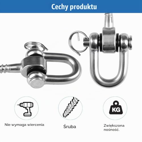 Jinsion Wieszak na huśtawkę, 2 sztuki, stal nierdzewna, 180°, 12,3 cm