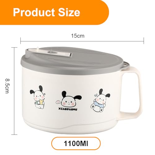 Miniatura 2 de Umllpet Tazón De Ramen De Acero Inoxidable De 1100 Ml, Cuenco Para Fideos Instantáneos, Tazón De Fideos Instantáneos, Tazón De Sopa De Ramen Con Tapa, Olla De Fideos Instantáneos, Para Pasta, Pasta,