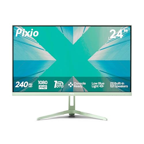 Image of Pixio Two PX249 Wave Mint Green 24 inch 240Hz Refresh Rate FHD 1080p Resolution IPS Panel 4ms GTG Response Time Gaming Monitor and PS1D Wave Mint Green Dual Monitor Arm