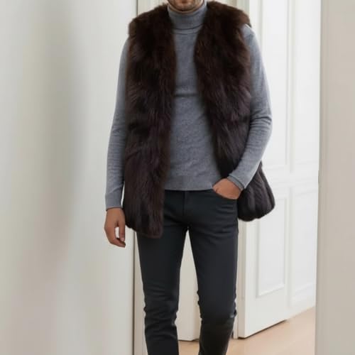 Image of Colf Men's Winter Sleeveless Faux Fur Vest Short Coat | Mens Faux Fur Jacket, Short Coat , Sleeveless Waistcoat, Winter Overcoat, Fluffy