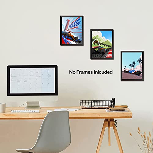 Abstract Formula 1 Racing Car Wall Art, F1 Car Canvas Posters, Inspirational Racing Car Wall Art, Classic Racing Car Art Prints For Bedroom Man Cave Boys Room Decor, Set Of 6 (8"X10" Unframed) #TOP4