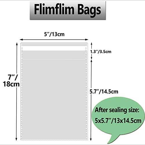 Flimflim Cellophane Bags Clear for Cookie, 5x5.7 100pcs Anti-tear Little Bags Plastic Cello Bags for Cookie Sweet Chocolates Jewellery, Multi Purpose OPP Treat Bags for Wedding Retailer DIY etc