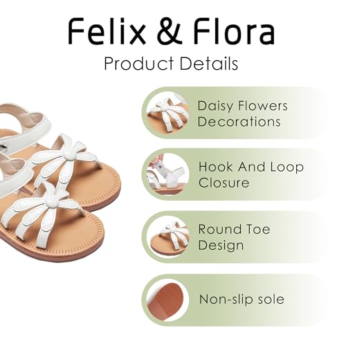 Image of Felix & Flora Toddler Girl Sandals - Flower Girl Dress Shoes Open Toe Little Kid Flats