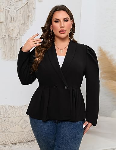 ShopWonder Womens Plus Size Blazers Business Casual Knit Blazer for Work Long Sleeve Shawl Lapel Blazer Suit Jackets3