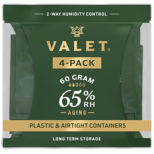 Valet 65% Two-Way Humidity Packs 4-Pack (60g), Two-Way Humidity Control Packs for Long-Term Aging & Storage, Moisture Absorber for Wood & Airtight Containers, Made in USA