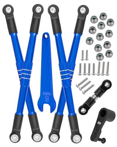 hopsupRC RC 7075 Aluminum Turnbuckles Camber Links Toe Link Upgrades Part for 1/8 Kraton 6S BLX,Notorious 6S V5,Outcast 6S BLX,1/7 Fireteam Big Rock,with 25T Servo Saver Arm Hops Up.(Navy Blue)